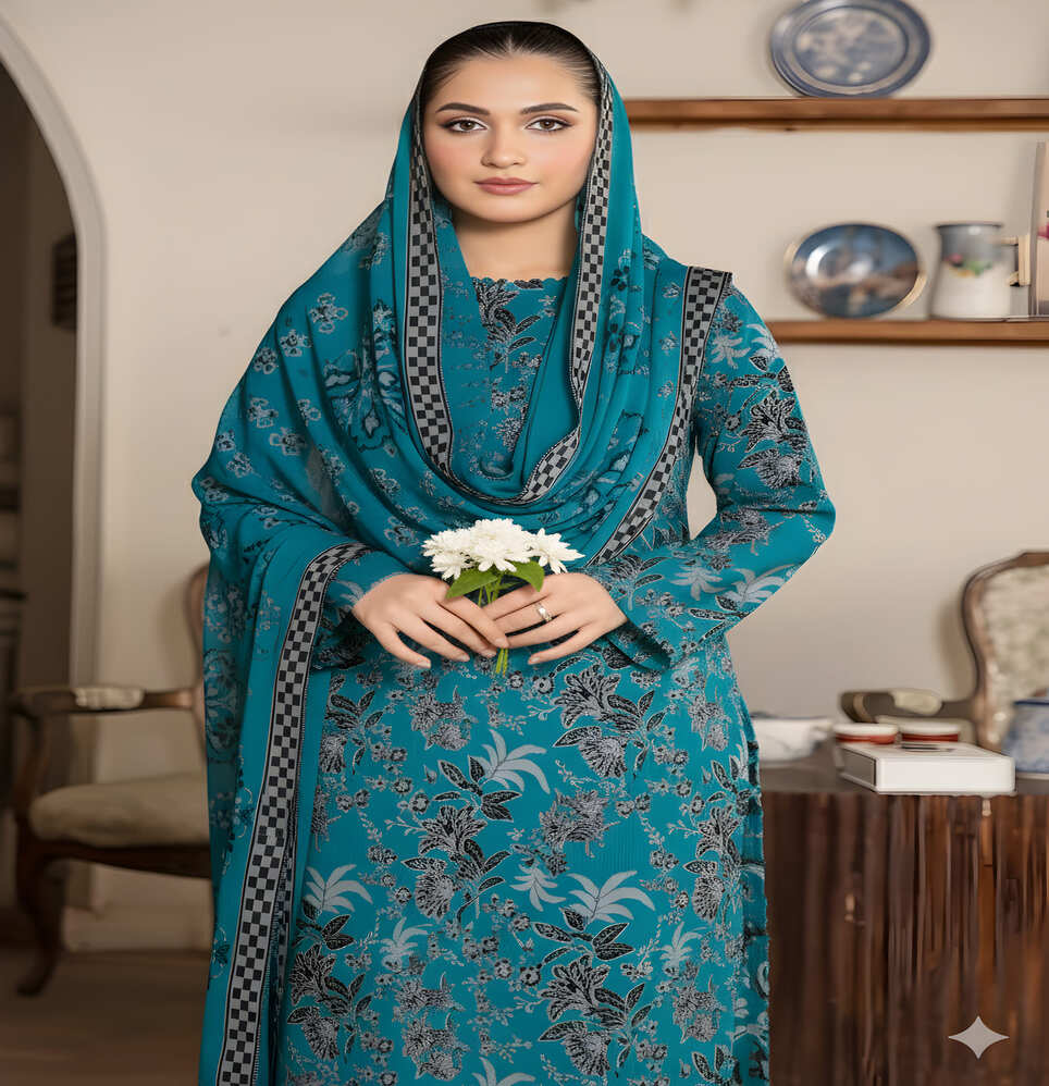 Unstitched Printed Lawn 3 Piece