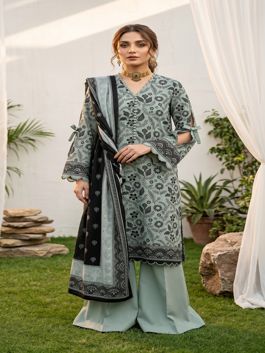 Unstitched Printed Lawn 3 Piece Suit