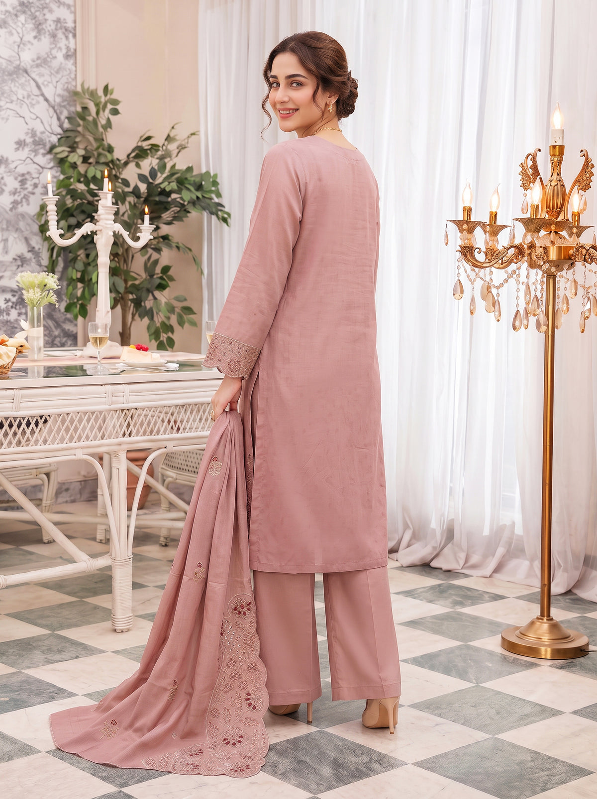Abraj – 3 Piece Embroidered Suit