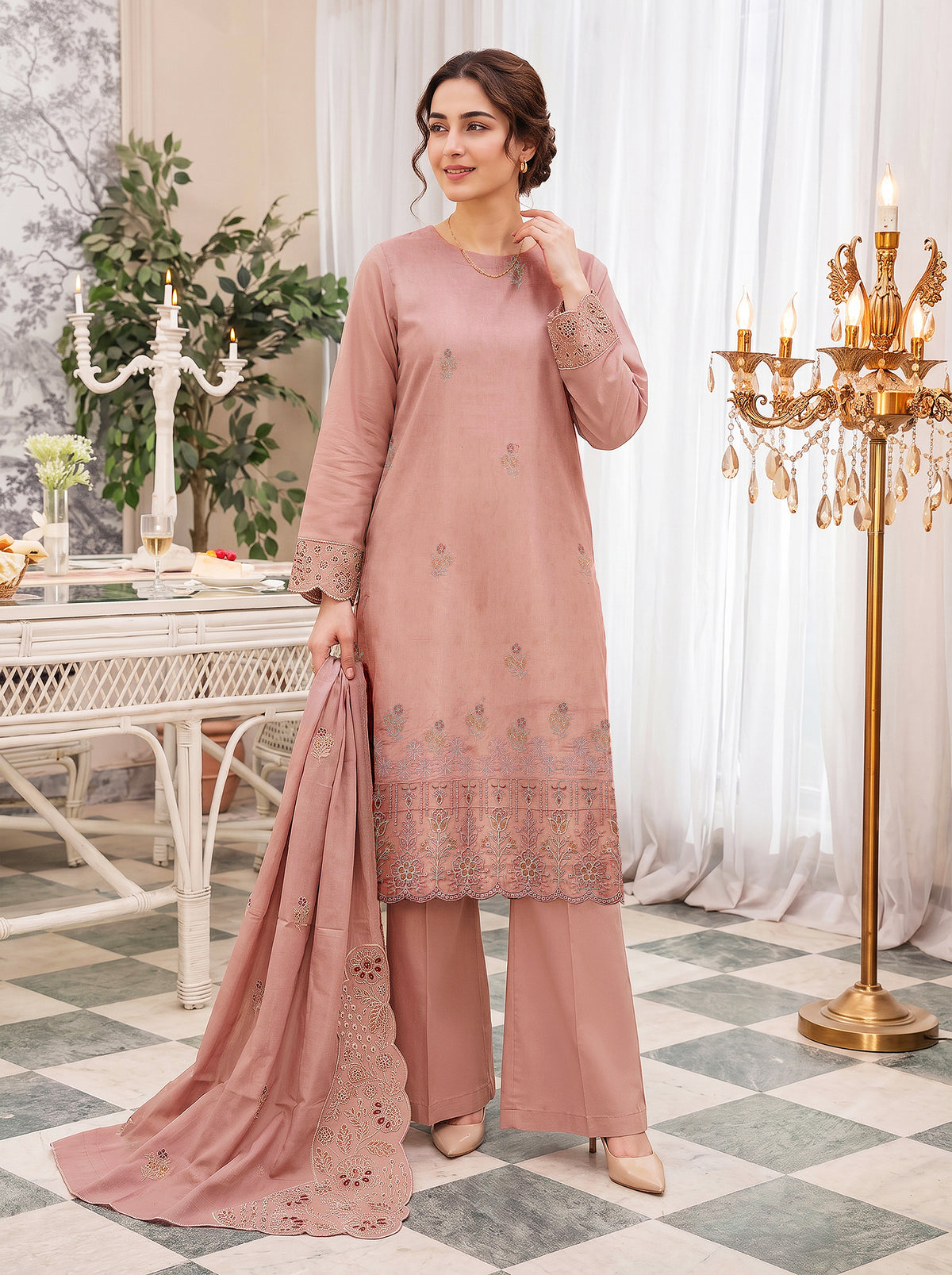 Abraj – 3 Piece Embroidered Suit