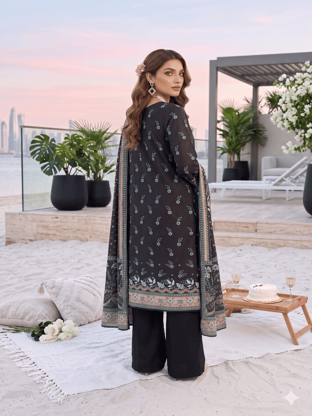 Unstitched Printed Lawn 3 Piece Suit