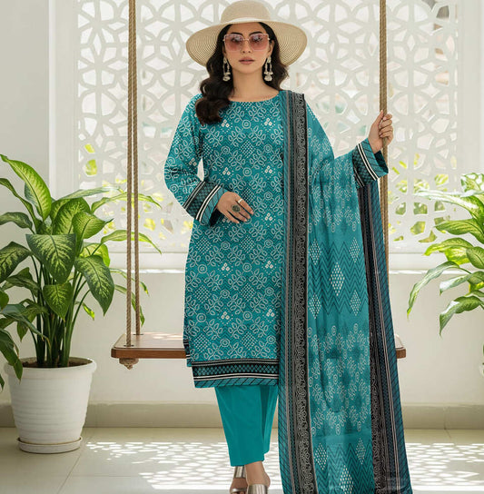 Unstitched Printed Linen Wool 3 Piece