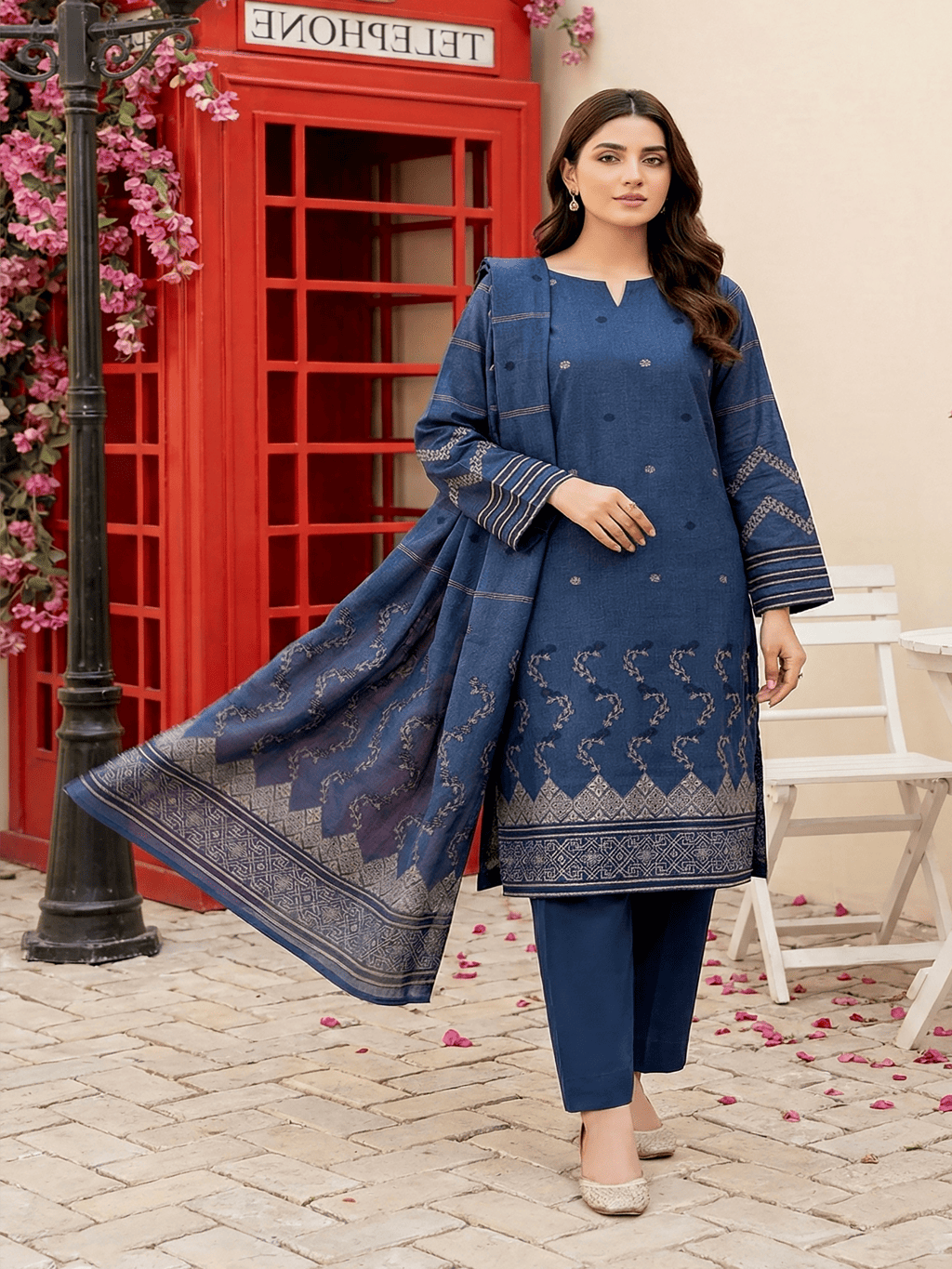 Jacquard Brosha Lawn 3 Piece Suit Unstitched