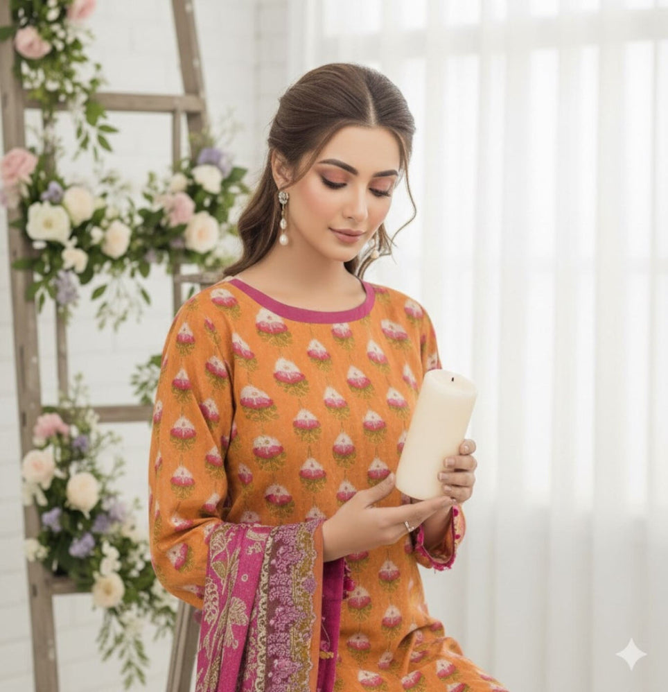 Unstitched Printed Lawn 3 Piece