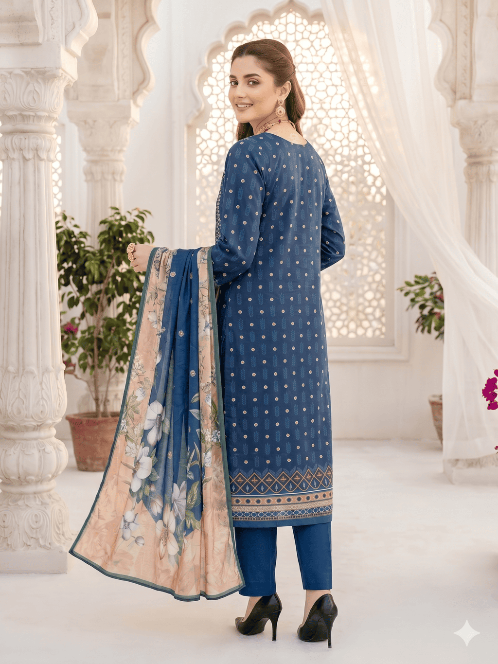 Unstitched Printed Lawn 3 Piece Suit