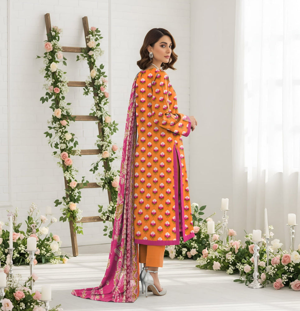 Unstitched Printed Lawn 3 Piece