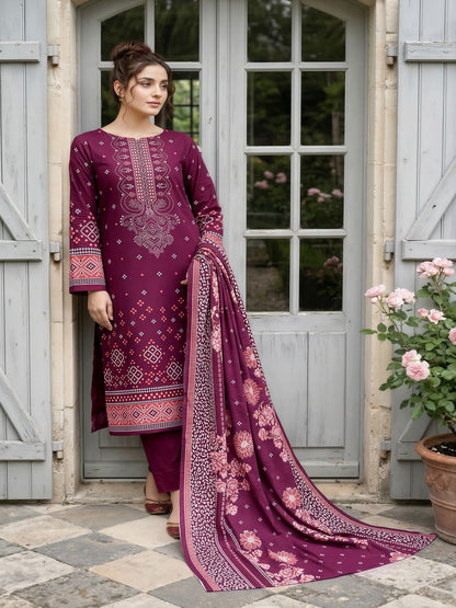 Unstitched Printed lawn 3 Piece Suit