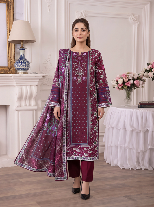 Mayal – 3 Piece Printed Suit  Vol 2 (Design 09)