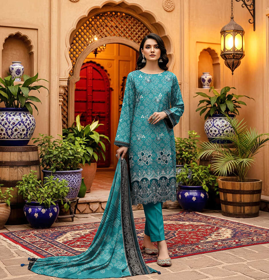 Unstitched Printed Karandi 3 Piece