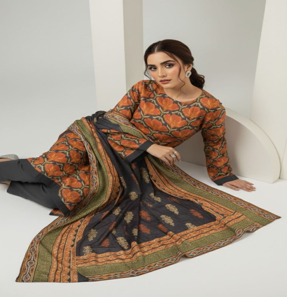 Unstitched Printed Lawn 3 piece
