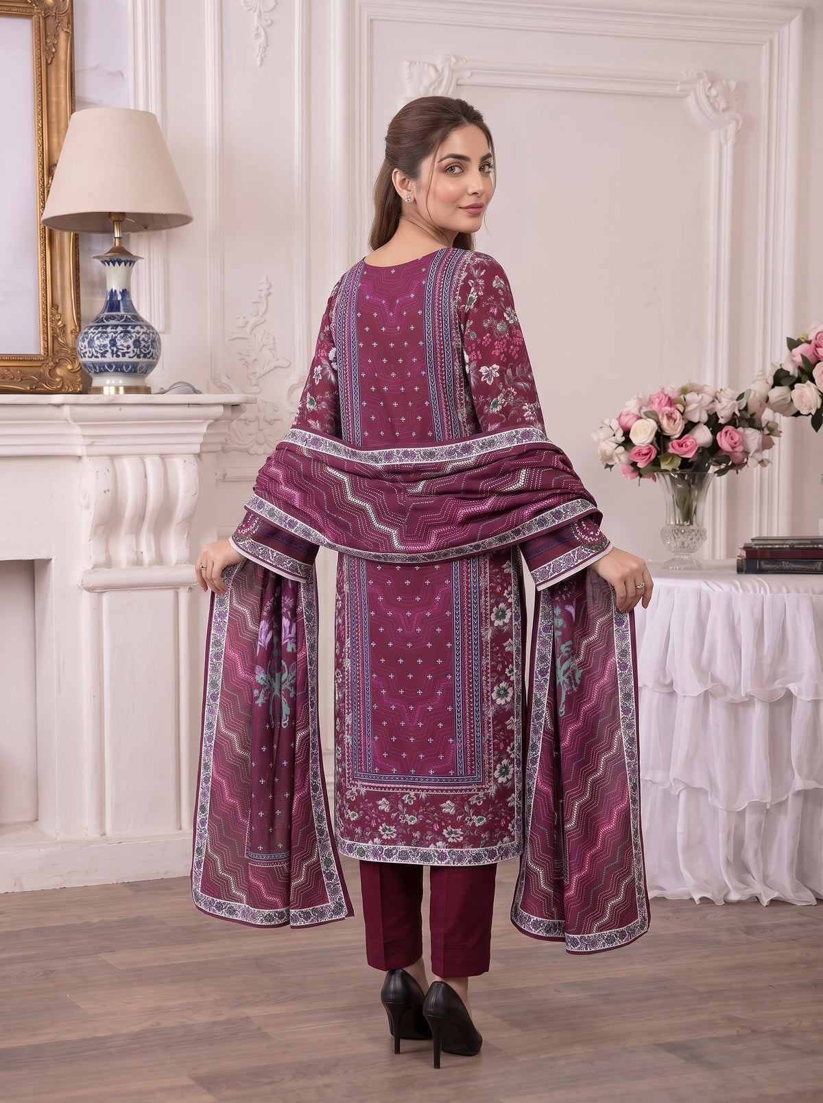 Mayal – 3 Piece Printed Suit  Vol 2 (Design 09)