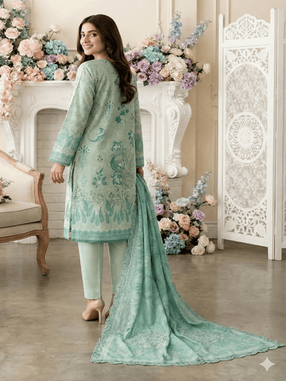 Unstitched Embroidered Digital Print Lawn 3 Piece
