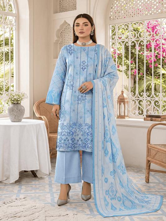 Unstitched Printed Lawn 3 Piece Suit