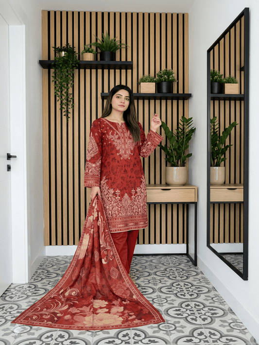 Unstitched Digital Printed Lawn 3 Piece