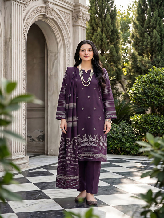 Jacquard Brosha Lawn 3 Piece Suit Unstitched