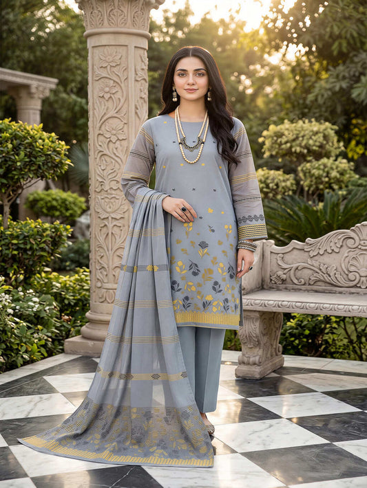 Jacquard Brosha Lawn 3 Piece Suit Unstitched