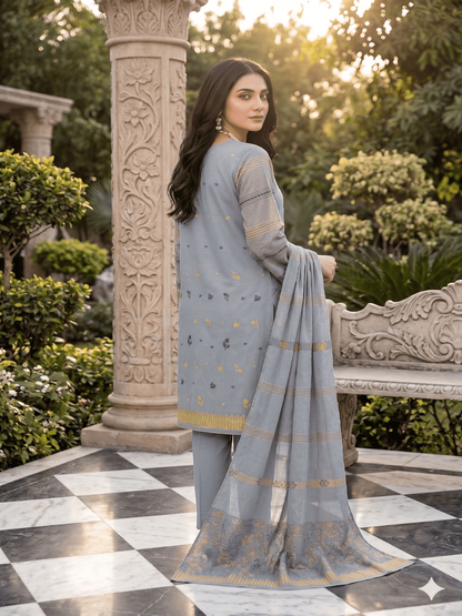 Jacquard Brosha Lawn 3 Piece Suit Unstitched