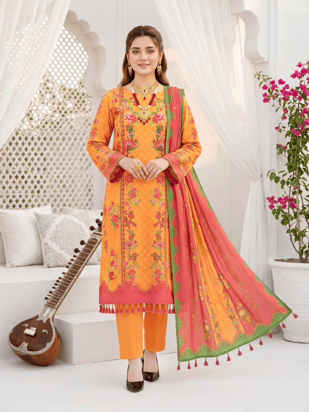 Unstitched Printed Lawn 3 Piece Suit