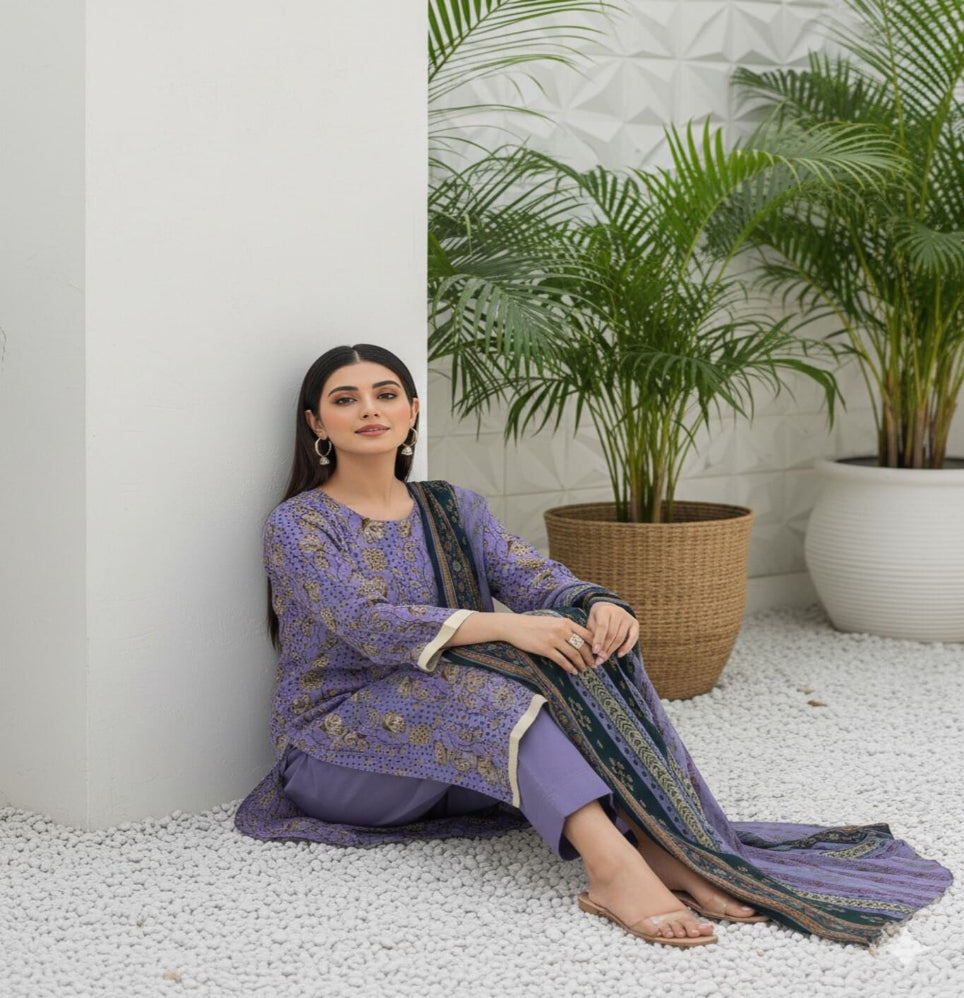 Unstitched Printed Lawn 3 Piece