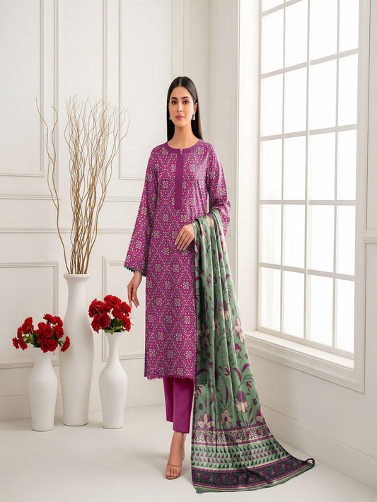 Unstitched Printed Lawn 3 Piece