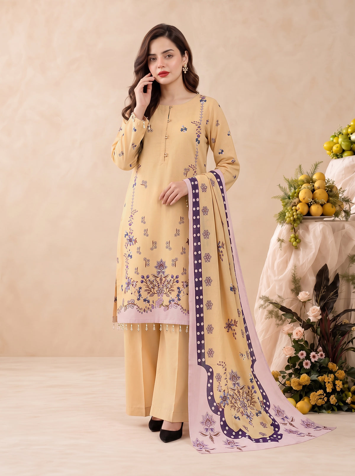 Areeqa Vol 2 Printed 3-Piece Suit (Design 10)
