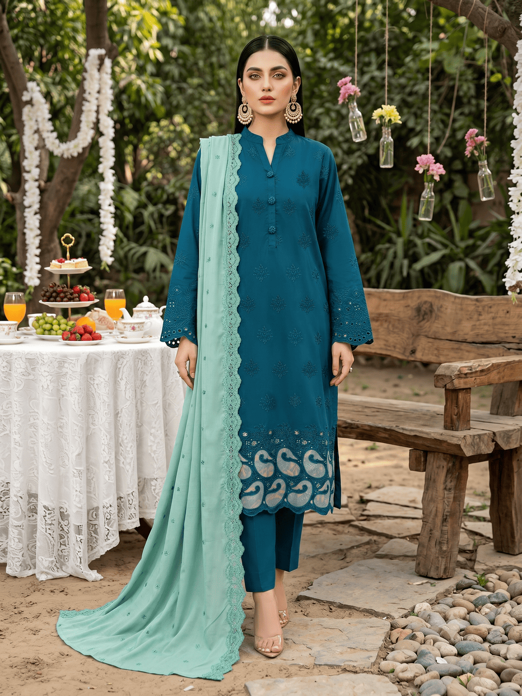 Teal 3-Piece Lawn Suit