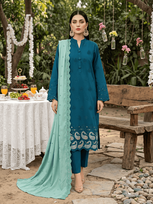 Teal 3-Piece Lawn Suit