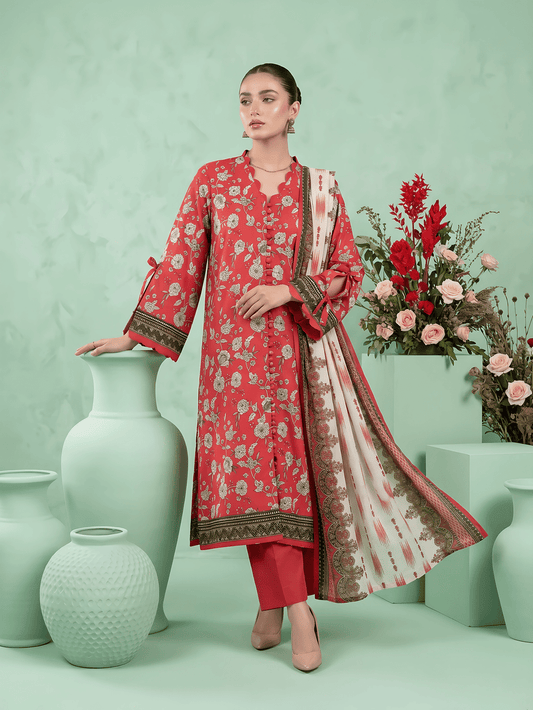 Unstitched Printed Lawn 3 Piece