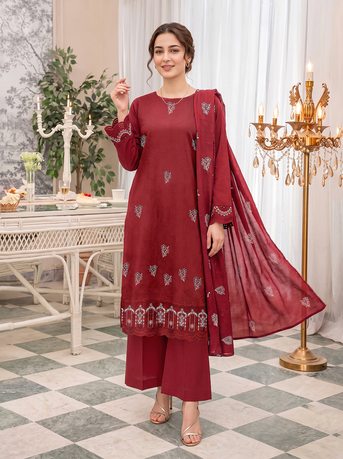 Abraj – 3 Piece Embroidered Suit