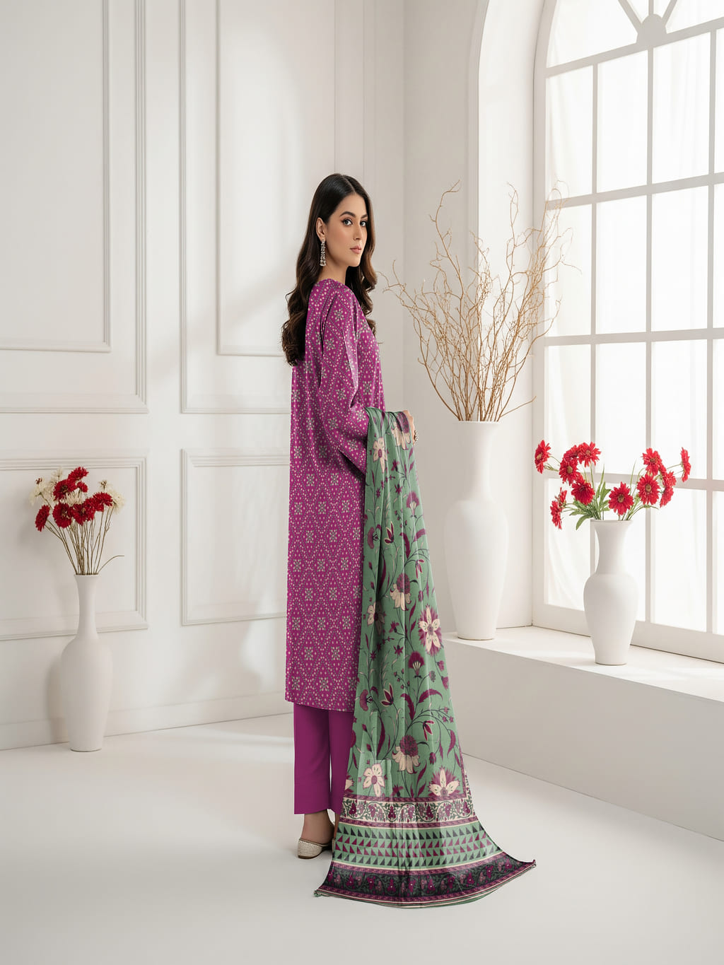Unstitched Printed Lawn 3 Piece