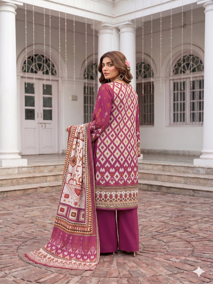 Unstitched Printed Lawn 3 Piece Suit