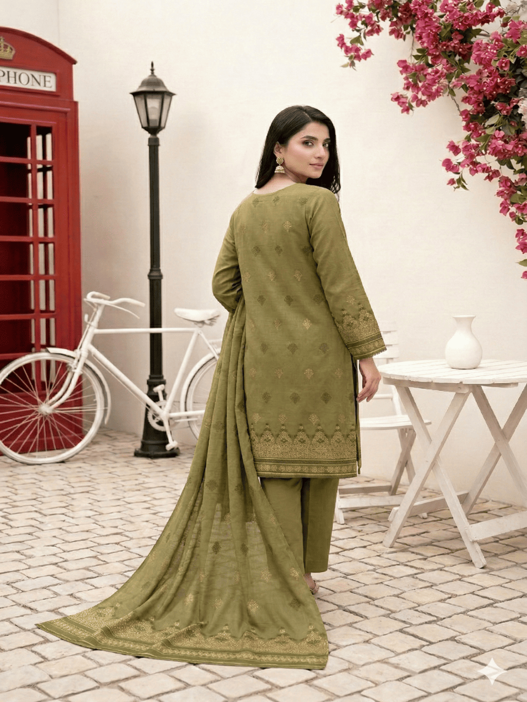 Jacquard Brosha Lawn 3 Piece Suit Unstitched