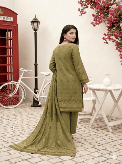 Jacquard Brosha Lawn 3 Piece Suit Unstitched