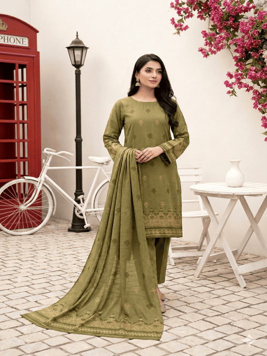Jacquard Brosha Lawn 3 Piece Suit Unstitched