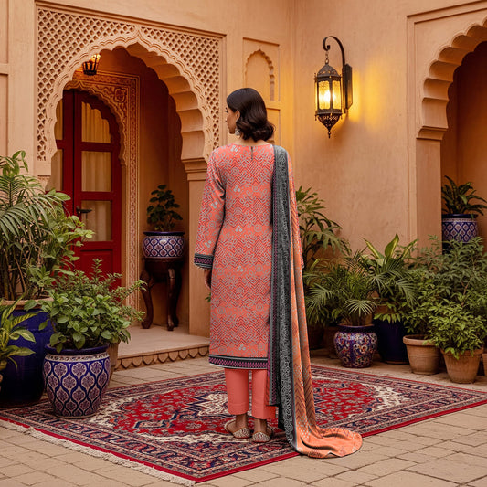 Unstitched Printed Karandi 3 Piece