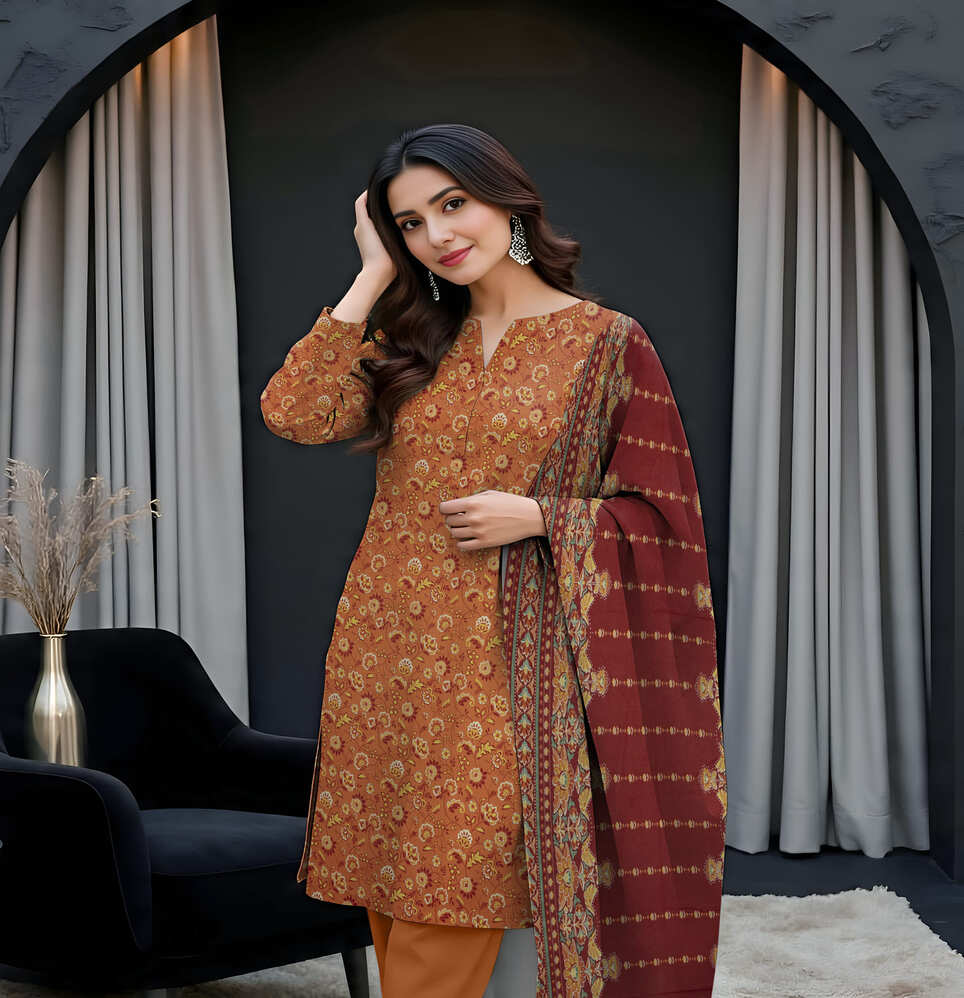 Unstitched Printed Lawn 3 Piece