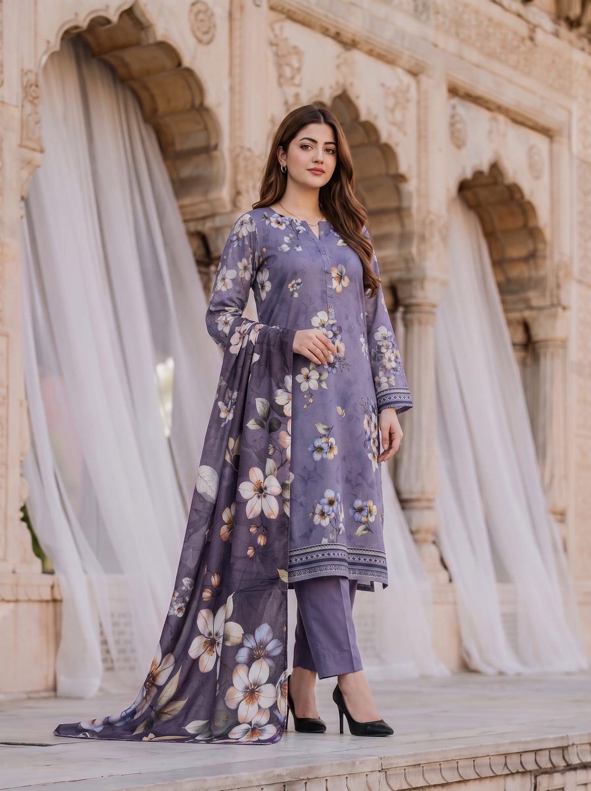 Gul-e-Saher – 3 Piece Printed Lawn Suit
