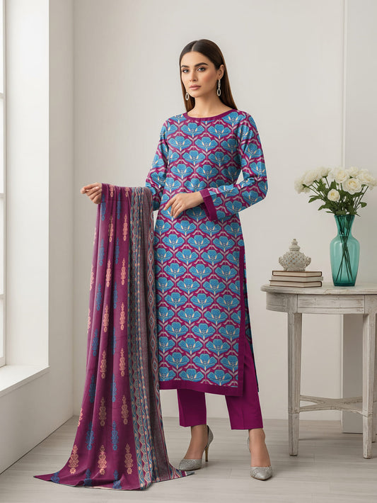 Unstitched Printed Lawn 3 Piece