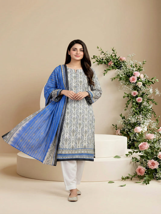 Unstitched Printed Lawn 3 Piece