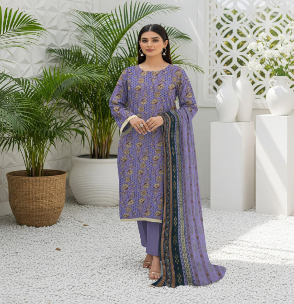 Unstitched Printed Lawn 3 Piece