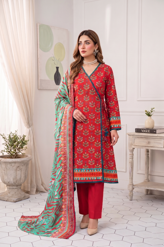 Unstitched Printed Lawn 3 Piece