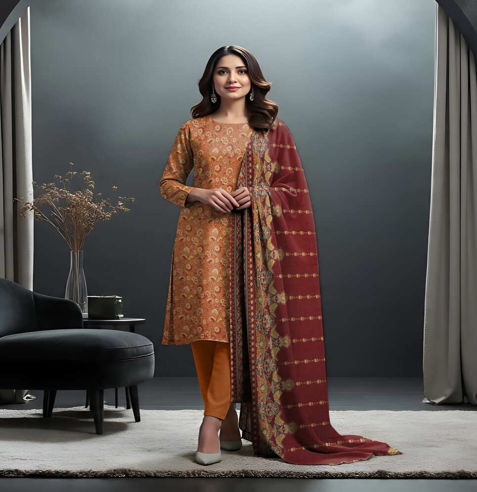 Unstitched Printed Lawn 3 Piece