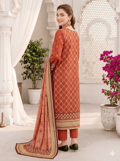 Unstitched Printed Lawn 3 Piece Suit