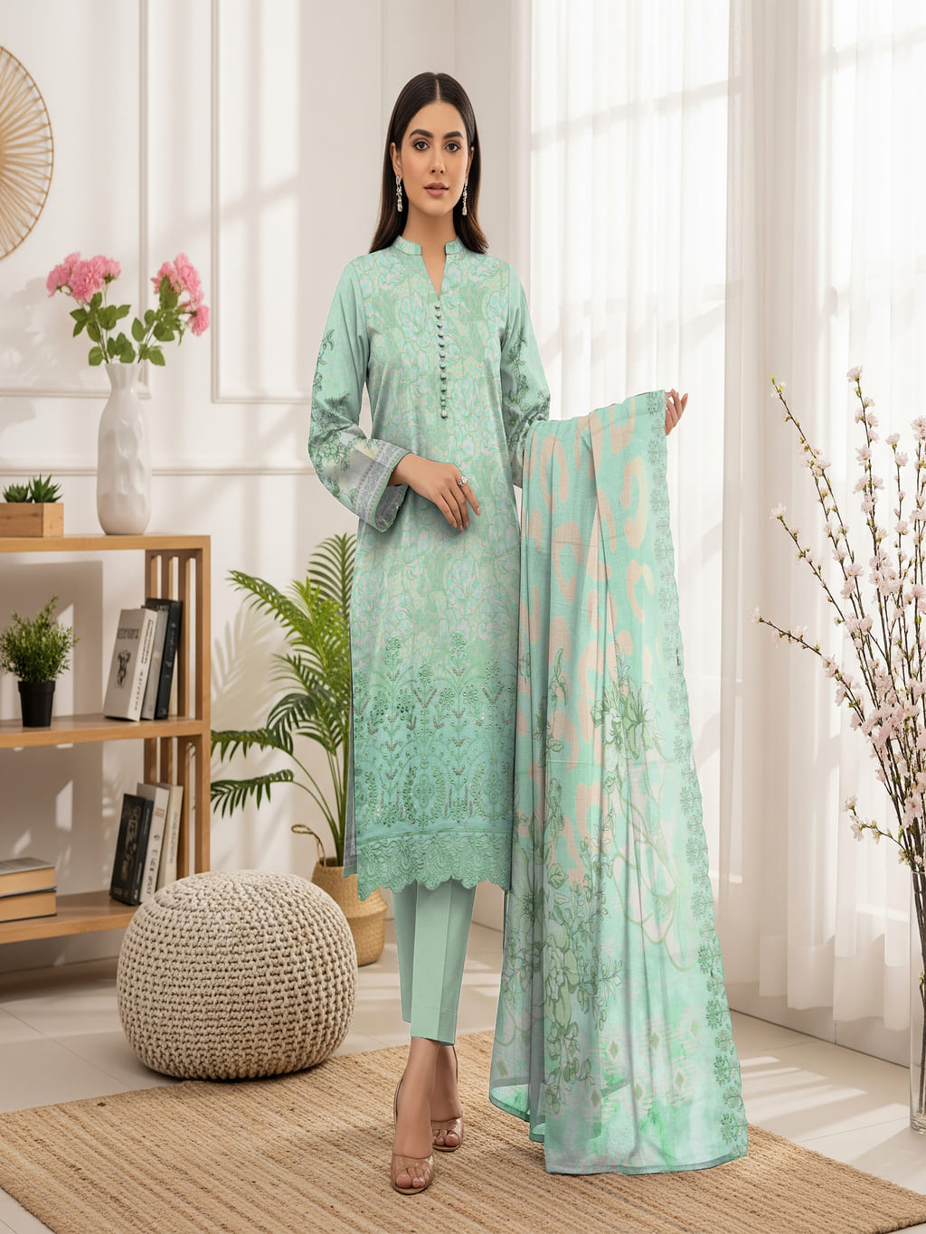 Unstitched Printed Lawn 3 Piece