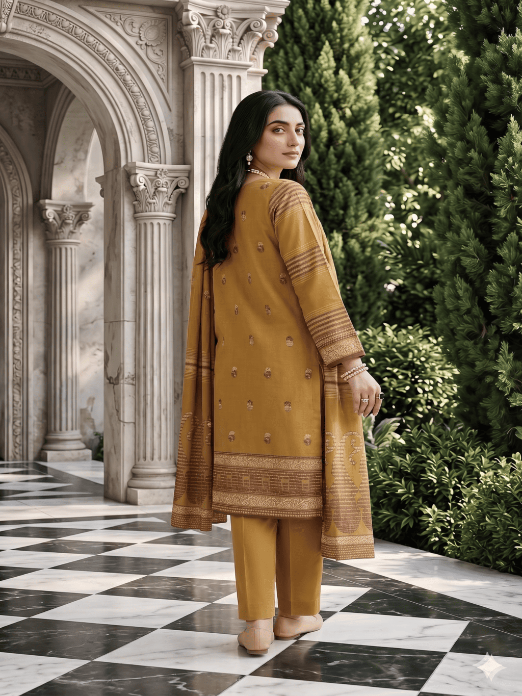 Jacquard Brosha Lawn 3 Piece Suit Unstitched