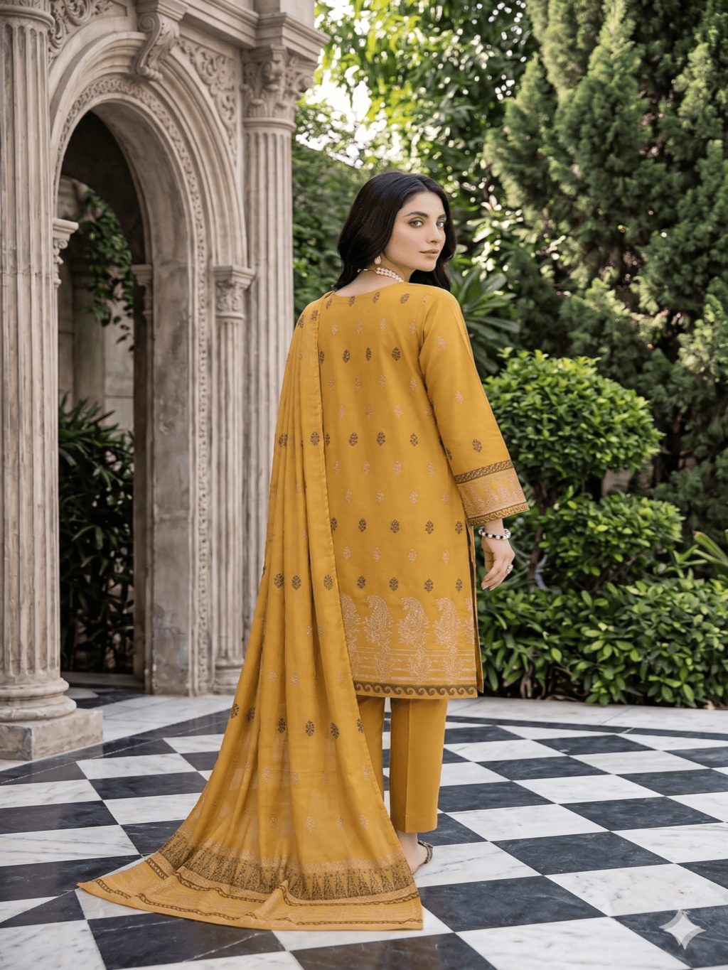 Jacquard Brosha Lawn 3 Piece Suit Unstitched