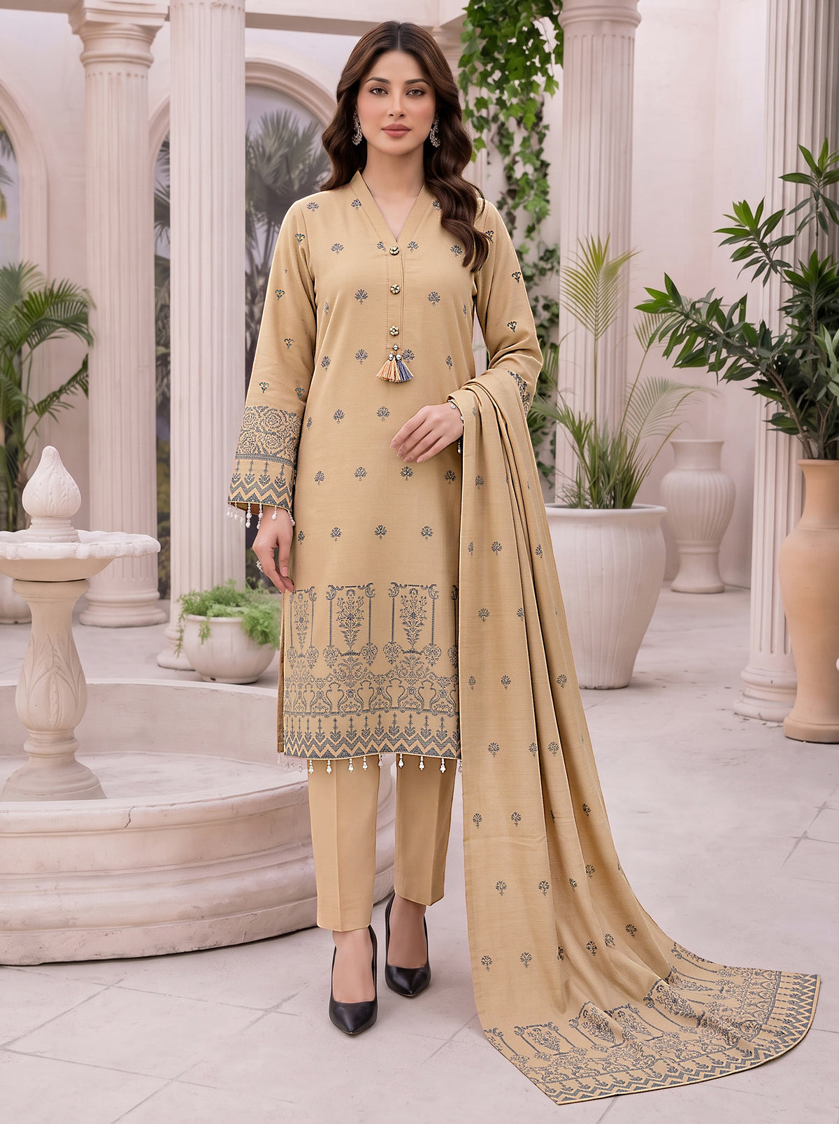 Libas e Khas Karandi 3-Piece Printed Suits Vol 2 (Design 2)