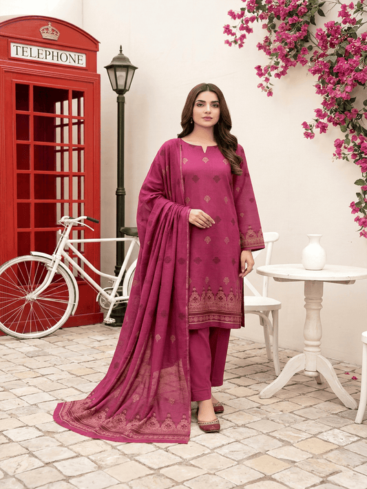 Jacquard Brosha Lawn 3 Piece Suit Unstitched
