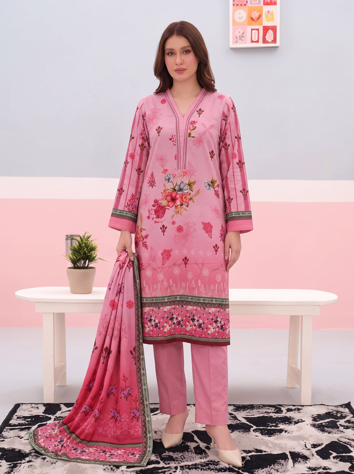 Areeqa Vol 1 Printed 3-Piece Suit (Design 9)