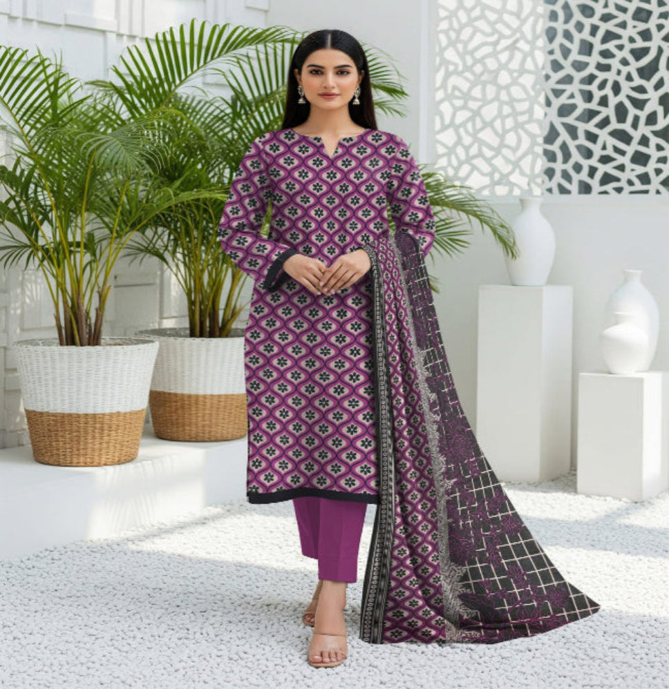 Unstitched Printed Lawn 3 Piece